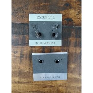 Marsala 2‎ Pairs Of Earrings, Sterling Silver, Black Stone